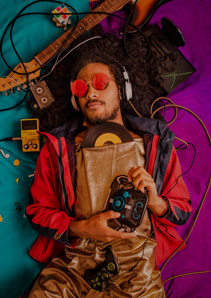 Man Listening To Music With Headphones 