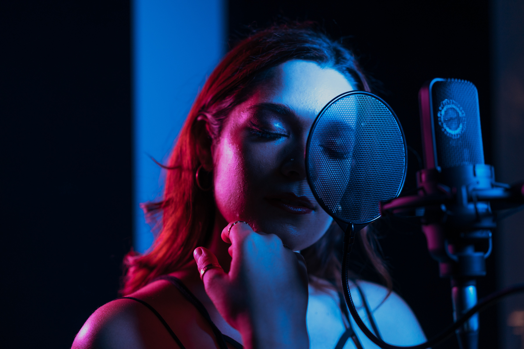 A Woman at a Recording Studio 